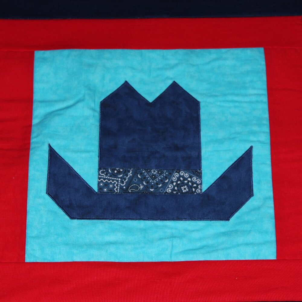One Of A Kind Handmade Western/Cowboy Baby Quilt 48x48in Perfect Gift